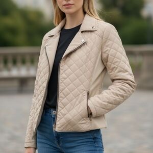 EUC Ci Sono Size Small Quilted Cream & Tan Faux Sherpa Lined Jacket!